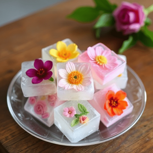 Gorgeous Edible Flower Ice Cubes Idea